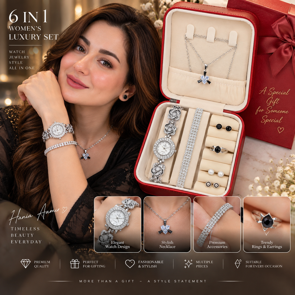 6-Piece Luxe Time Set β Womenβs Watch & Accessories