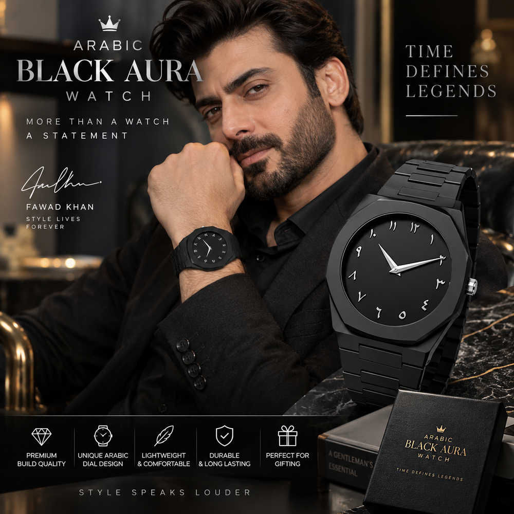 β Arabic Aura Carbon Fiber Chronograph Watch β Black Edition