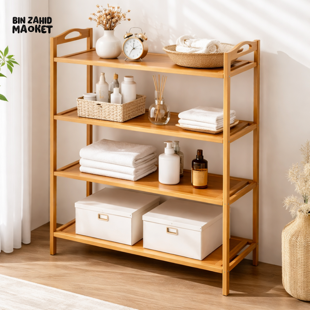 PREMIUM NATURAL BAMBOO STORAGE RACK β KITCHEN BATHROOM & LIVING ROOM